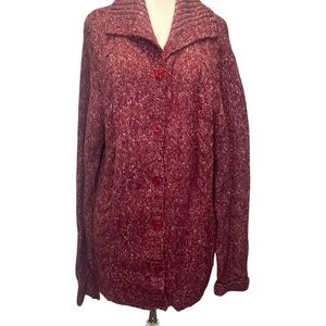 L.L. Bean Maroon‎ Button-Up Women's Cardigan